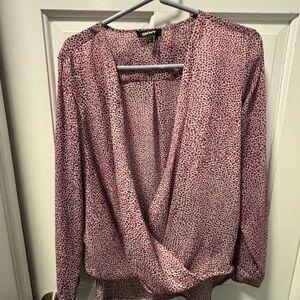 DKNY Pink Wrap Long Sleeve Blouse